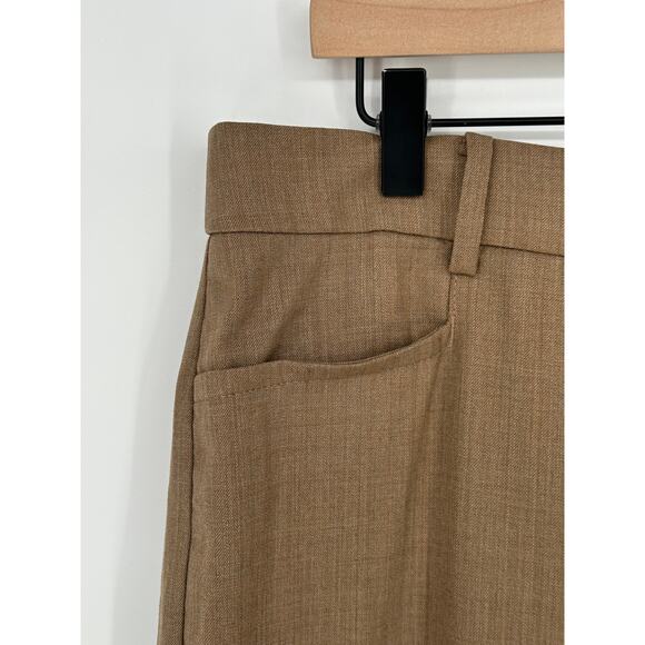 Banana Republic Italian Wool Trousers Tan Straight Leg High Waist Business 12 - Picture 5 of 10